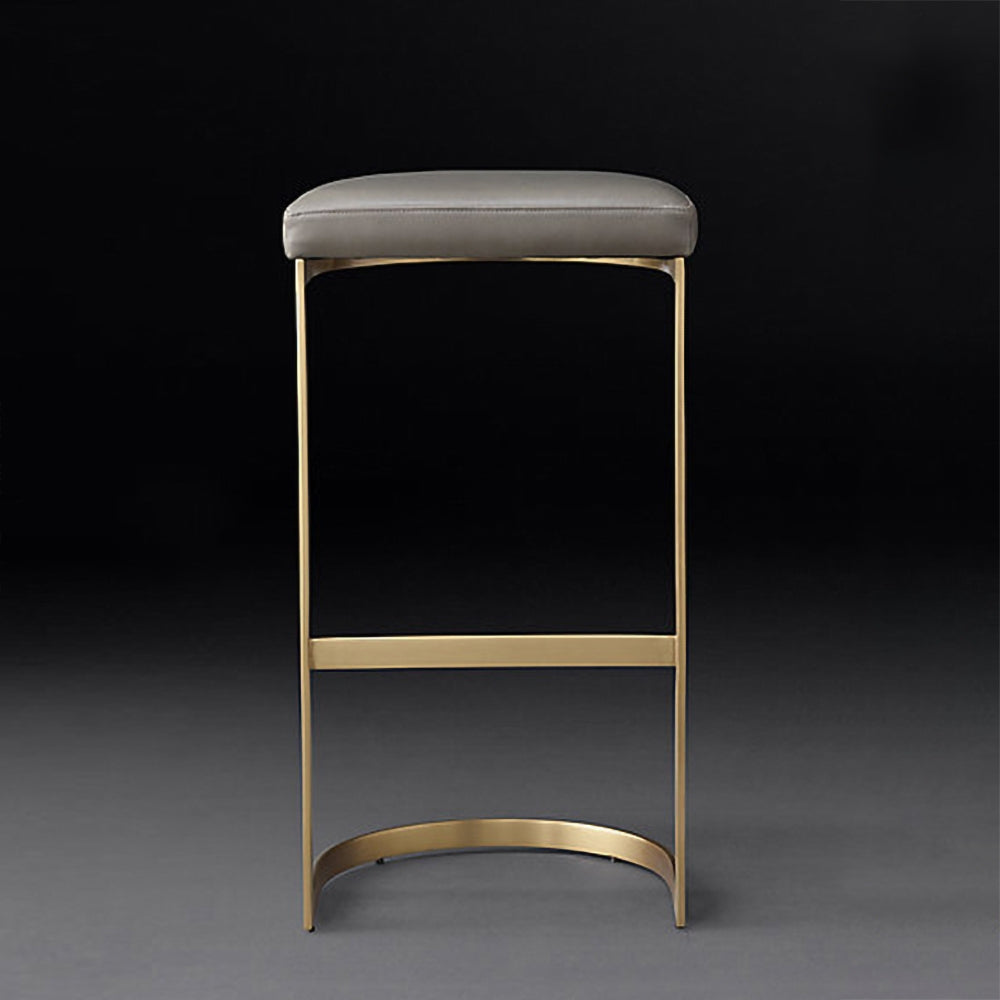 Modern Upholstered 26" Gray Bar Stool with Gold Legs