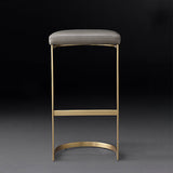Modern Upholstered 26" Gray Bar Stool with Gold Legs