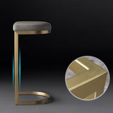 Modern Upholstered 26" Gray Bar Stool with Gold Legs