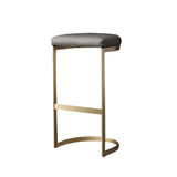 Modern Upholstered 26" Gray Bar Stool with Gold Legs