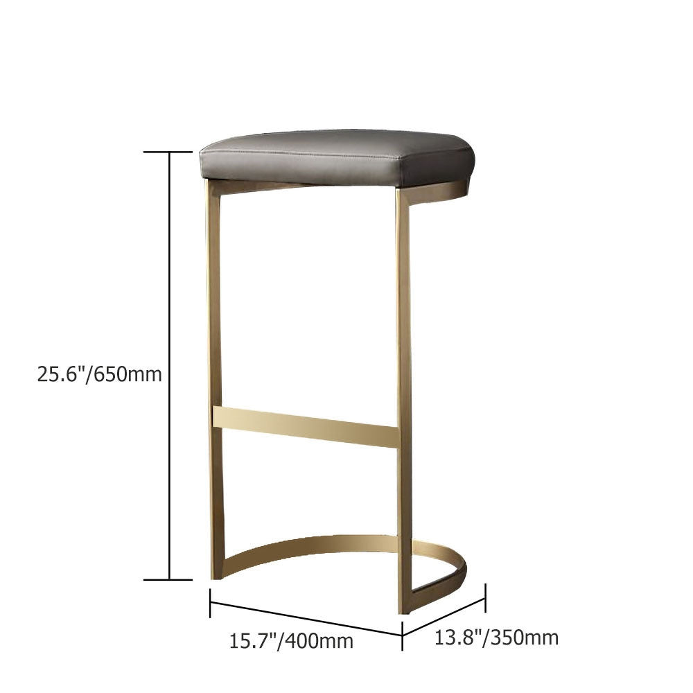 Modern Upholstered 26" Gray Bar Stool with Gold Legs
