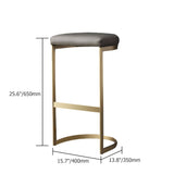 Modern Upholstered 26" Gray Bar Stool with Gold Legs