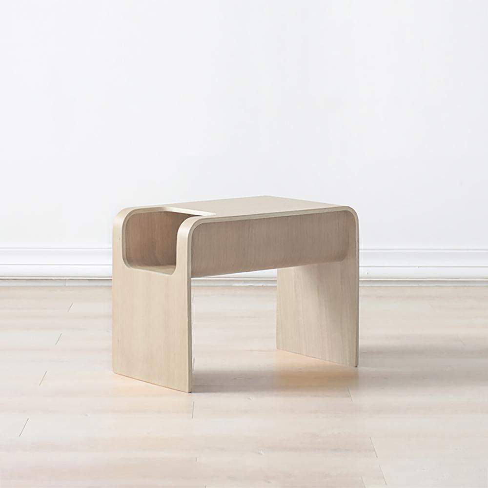 Oak Wood C-Style End Table with Magazine Rack Organizer C Side Table-Richsoul-End & Side Tables,Furniture,Living Room Furniture
