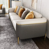 85.4" Modern Nappa Leather Upholstered Sofa 3-Seater Sofa Pillow Included-Richsoul-Furniture,Living Room Furniture,Sofas & Loveseats