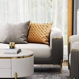 85.4" Modern Nappa Leather Upholstered Sofa 3-Seater Sofa Pillow Included-Richsoul-Furniture,Living Room Furniture,Sofas & Loveseats