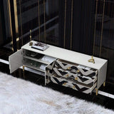 79" Mid Century Black and White TV Stand with Drawers Storage for 85 Inch TV-Richsoul-Furniture,Living Room Furniture,TV Stands