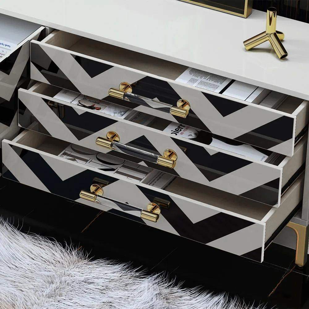 79" Mid Century Black and White TV Stand with Drawers Storage for 85 Inch TV-Richsoul-Furniture,Living Room Furniture,TV Stands