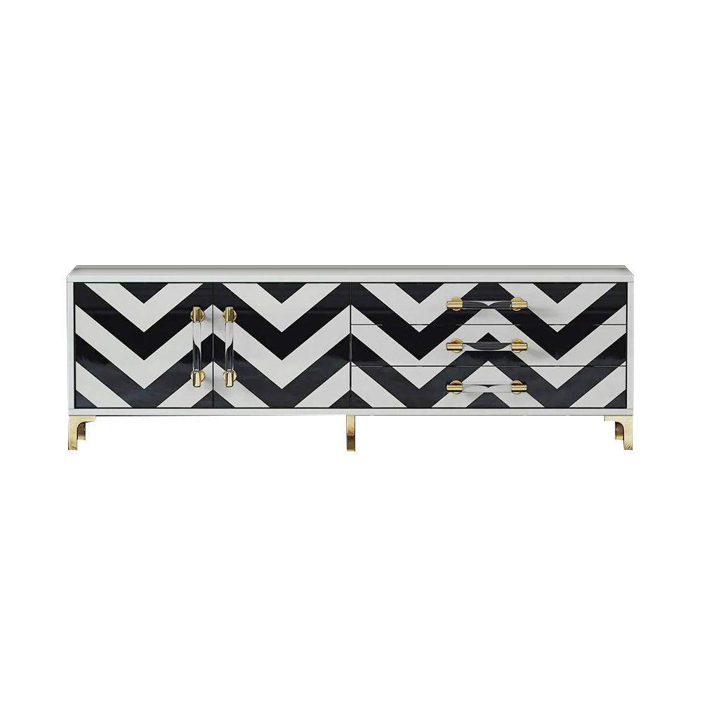 79" Mid Century Black and White TV Stand with Drawers Storage for 85 Inch TV-Richsoul-Furniture,Living Room Furniture,TV Stands