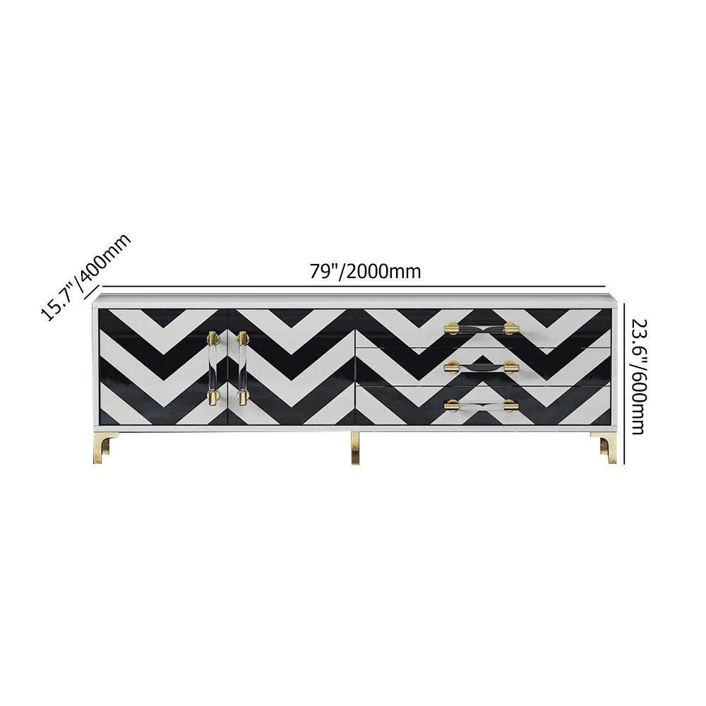 79" Mid Century Black and White TV Stand with Drawers Storage for 85 Inch TV-Richsoul-Furniture,Living Room Furniture,TV Stands