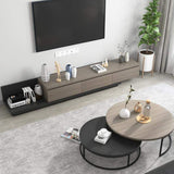 Modern Round Nesting 2-Piece Extendable Gray & Black Living Room Accent Coffee Table-Coffee Tables,Furniture,Living Room Furniture