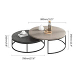 Modern Round Nesting 2-Piece Extendable Gray & Black Living Room Accent Coffee Table-Coffee Tables,Furniture,Living Room Furniture