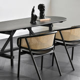 Black Modern Dining Chair Rattan Dining Chair