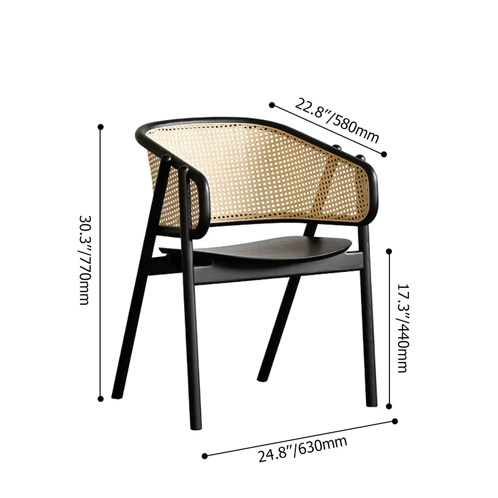Black Modern Dining Chair Rattan Dining Chair