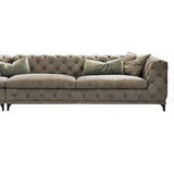 Curved Khaki Sectional Sofa Upholstered Velvet Chesterfield Sofa Stainless Steel Legs-Richsoul-Furniture,Living Room Furniture,Sectionals