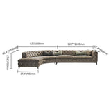 Curved Khaki Sectional Sofa Upholstered Velvet Chesterfield Sofa Stainless Steel Legs-Richsoul-Furniture,Living Room Furniture,Sectionals