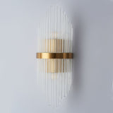 Contemporary Creative Glass Rod 2-Light Indoor Wall Sconce Vanity Light Metal in Gold