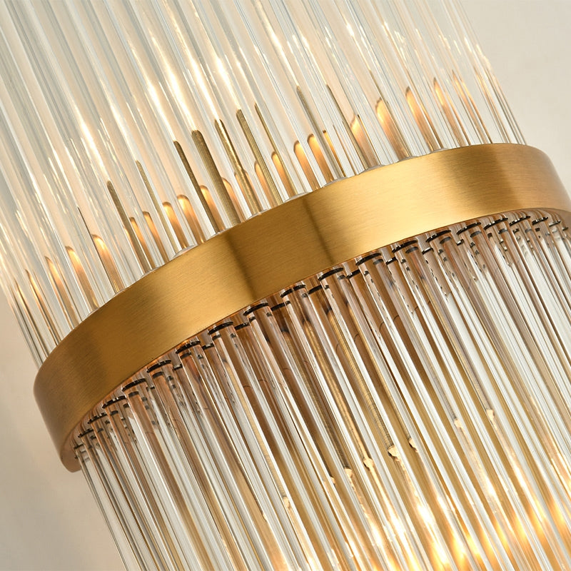 Contemporary Creative Glass Rod 2-Light Indoor Wall Sconce Vanity Light Metal in Gold