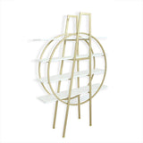 4-Tier Bookshelf Round Bookcase Modern Display Shelf in White & Gold-Bookcases & Bookshelves,Furniture,Office Furniture