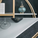 4-Tier Bookshelf Round Bookcase Modern Display Shelf in White & Gold-Bookcases & Bookshelves,Furniture,Office Furniture