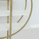 4-Tier Bookshelf Round Bookcase Modern Display Shelf in White & Gold-Bookcases &amp; Bookshelves,Furniture,Office Furniture