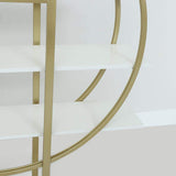 4-Tier Bookshelf Round Bookcase Modern Display Shelf in White & Gold-Bookcases & Bookshelves,Furniture,Office Furniture