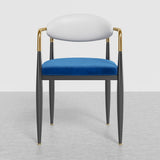 White & Blue PU Leather Dining Chair Upholstered Arm Chair Set of 2