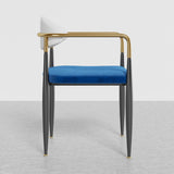 White & Blue PU Leather Dining Chair Upholstered Arm Chair Set of 2