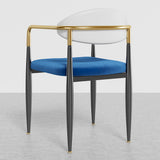 White & Blue PU Leather Dining Chair Upholstered Arm Chair Set of 2