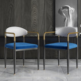 White & Blue PU Leather Dining Chair Upholstered Arm Chair Set of 2
