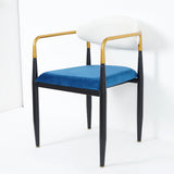 White & Blue PU Leather Dining Chair Upholstered Arm Chair Set of 2