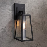 Retro Industrial Antique Matte Black Iron Lantern Outdoor Wall Sconce 1-Light with Clear Glass