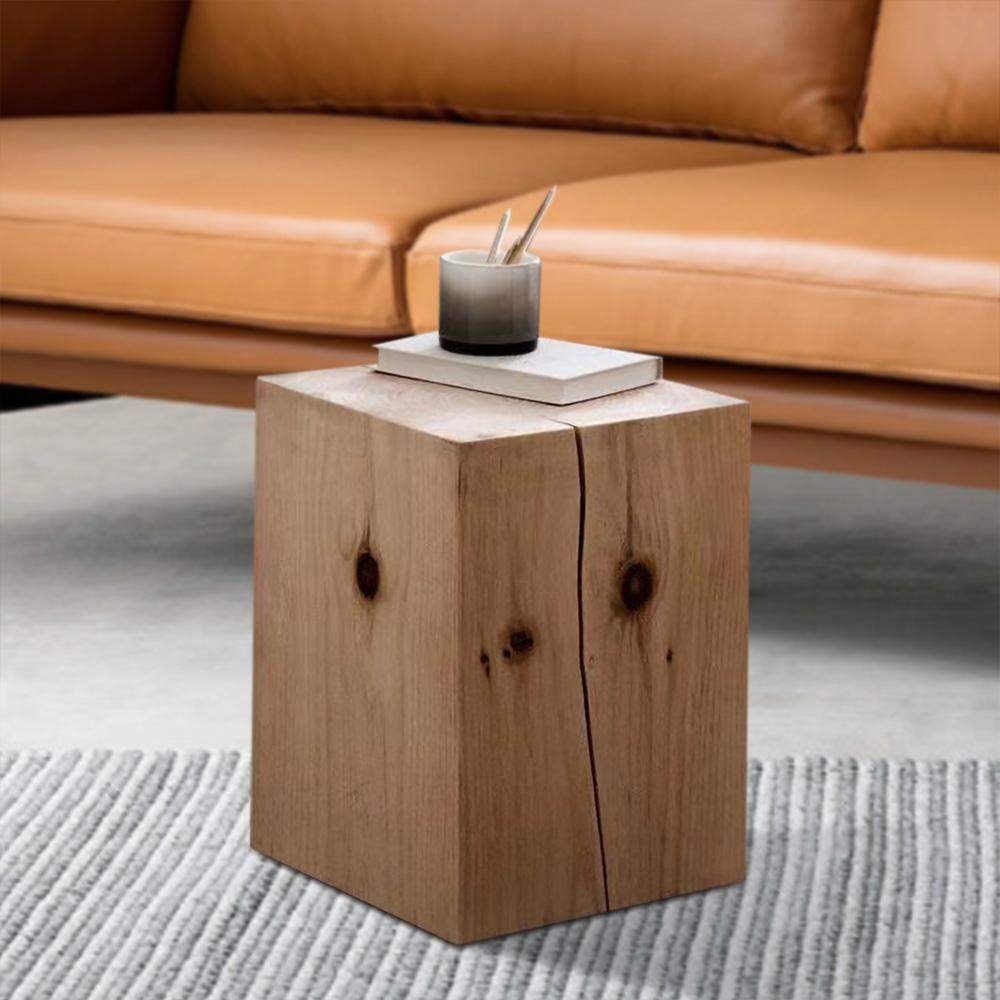Farmhouse Wood Side Table Square End Table Pine Wood in Natural-Richsoul-End & Side Tables,Furniture,Living Room Furniture