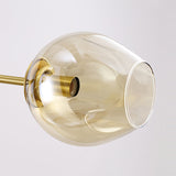 Modern Minimalist Tree Branch Amber Glass Globe Shade Adjustable 11-Light Large Pendant Light Metal in Gold