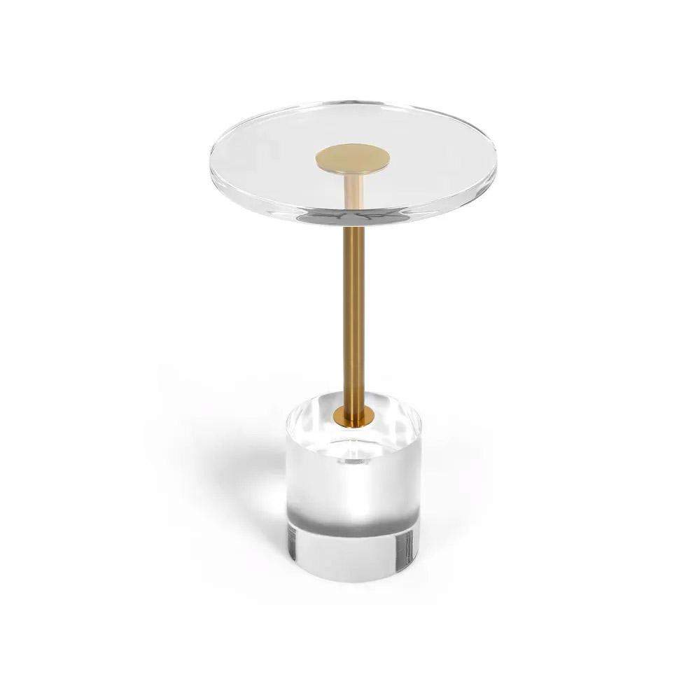 Acrylic Round Side Table Clear Stylish End Table Stainless Steel-Richsoul-End & Side Tables,Furniture,Living Room Furniture