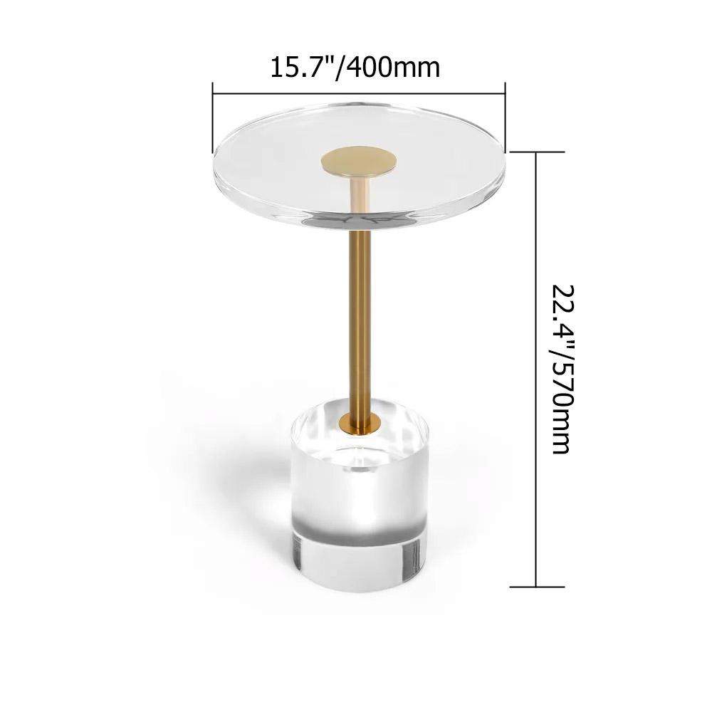 Acrylic Round Side Table Clear Stylish End Table Stainless Steel-Richsoul-End & Side Tables,Furniture,Living Room Furniture