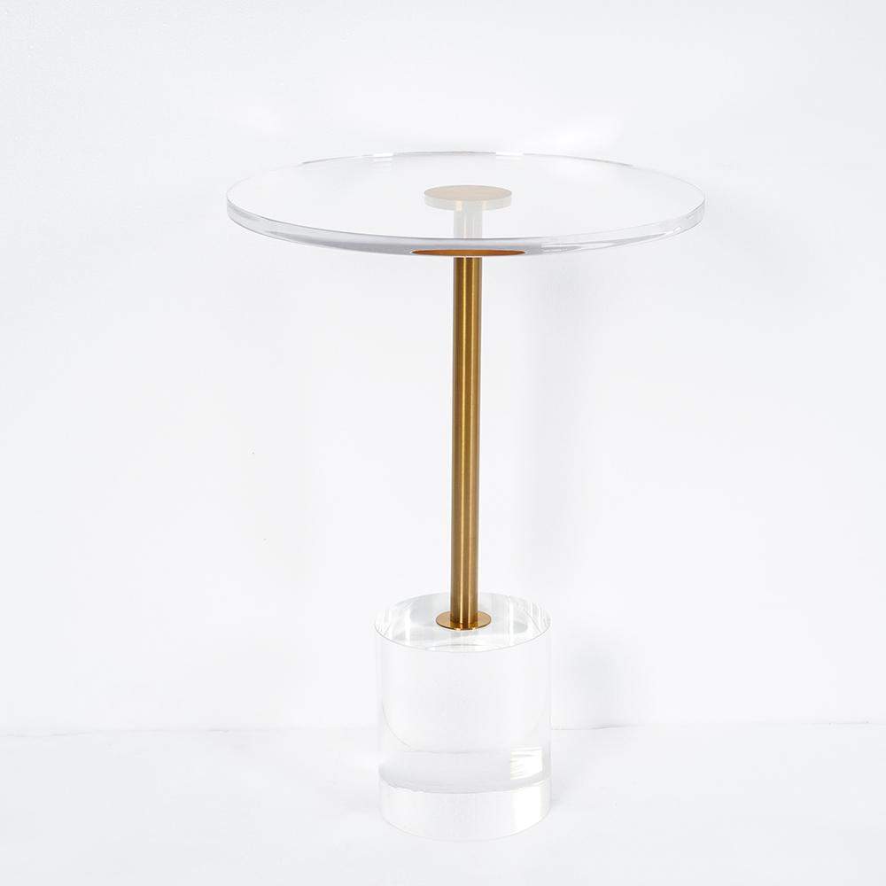 Acrylic Round Side Table Clear Stylish End Table Stainless Steel-Richsoul-End & Side Tables,Furniture,Living Room Furniture