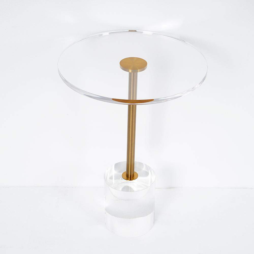 Acrylic Round Side Table Clear Stylish End Table Stainless Steel-Richsoul-End & Side Tables,Furniture,Living Room Furniture