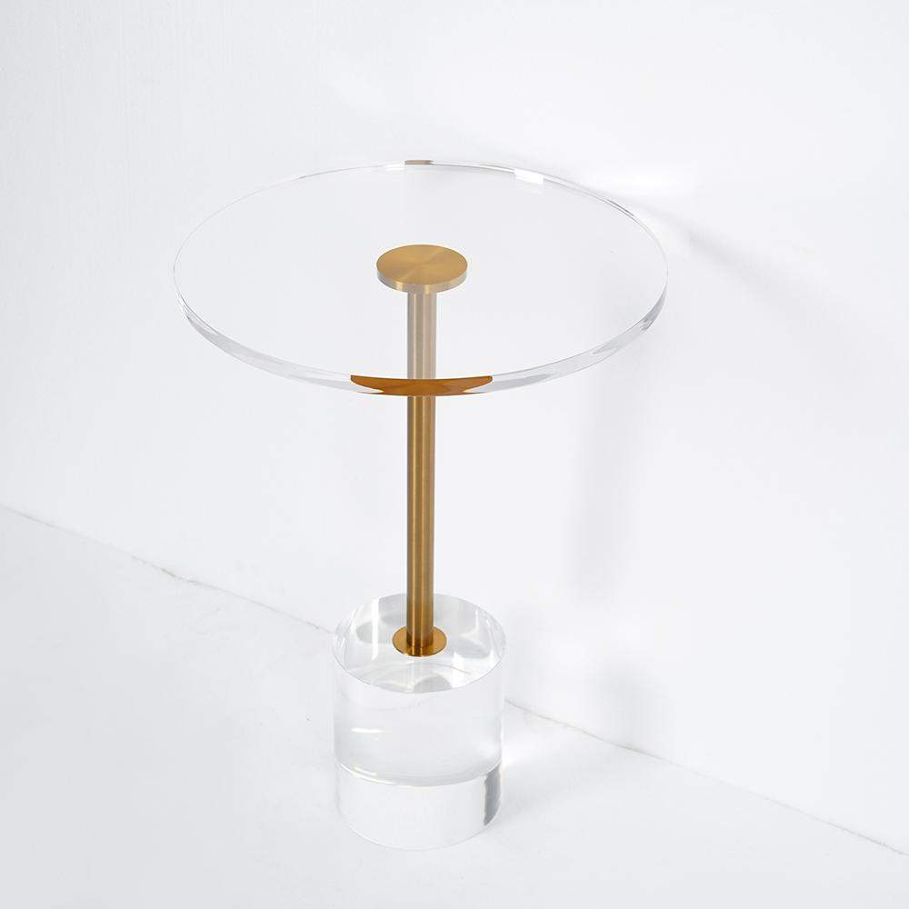 Acrylic Round Side Table Clear Stylish End Table Stainless Steel-Richsoul-End & Side Tables,Furniture,Living Room Furniture