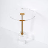 Acrylic Round Side Table Clear Stylish End Table Stainless Steel-Richsoul-End & Side Tables,Furniture,Living Room Furniture