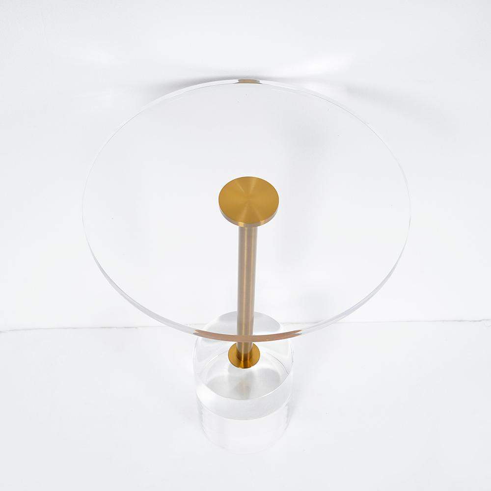 Acrylic Round Side Table Clear Stylish End Table Stainless Steel-Richsoul-End & Side Tables,Furniture,Living Room Furniture