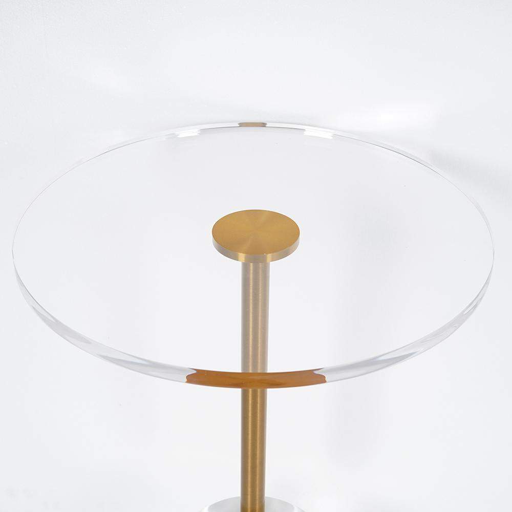 Acrylic Round Side Table Clear Stylish End Table Stainless Steel-Richsoul-End & Side Tables,Furniture,Living Room Furniture