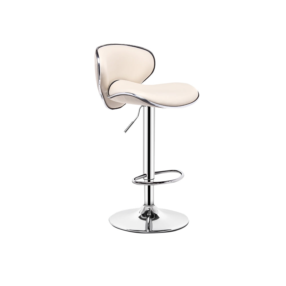 Bar Height Bar Stool White PU Leather Upholstery 30.3" Bar Chair with Backrest
