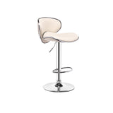 Bar Height Bar Stool White PU Leather Upholstery 30.3" Bar Chair with Backrest