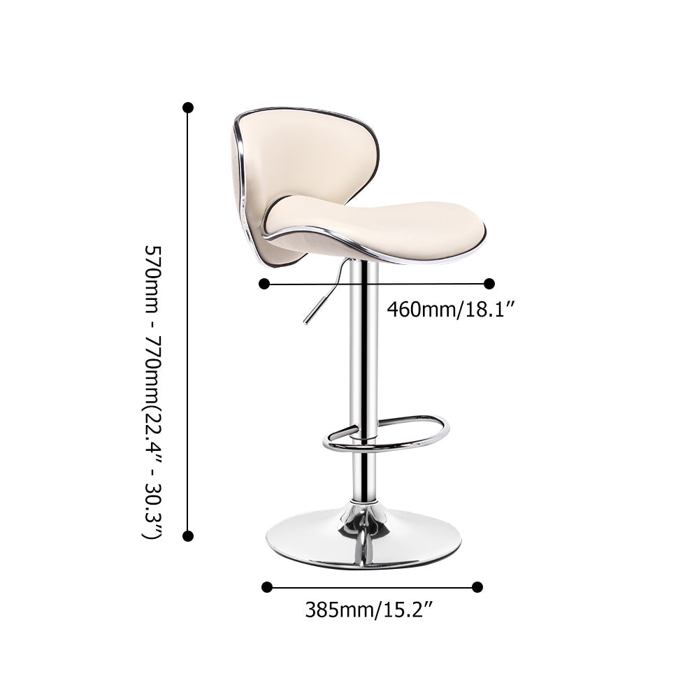 Bar Height Bar Stool White PU Leather Upholstery 30.3" Bar Chair with Backrest