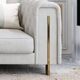86.6" Modern Velvet Upholstered Sofa 2-Seater Sofa White Tufted Sofa-Furniture,Living Room Furniture,Sofas & Loveseats