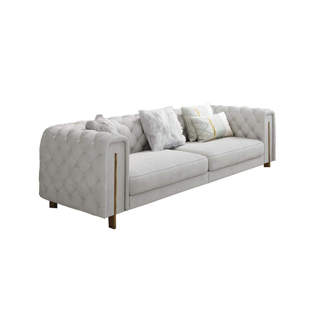 86.6" Modern Velvet Upholstered Sofa 2-Seater Sofa White Tufted Sofa-Furniture,Living Room Furniture,Sofas & Loveseats