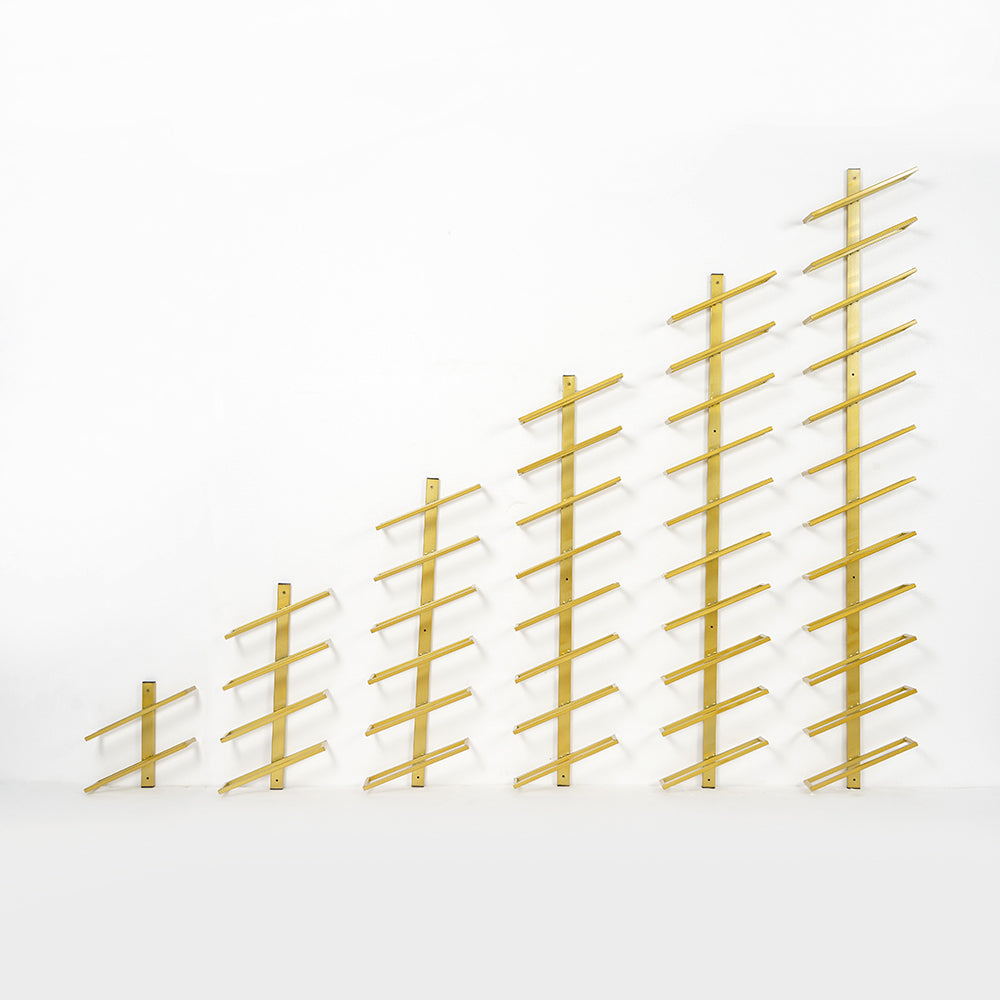 Industrial Gold Wall Mounted Wine Rack Set in Metal