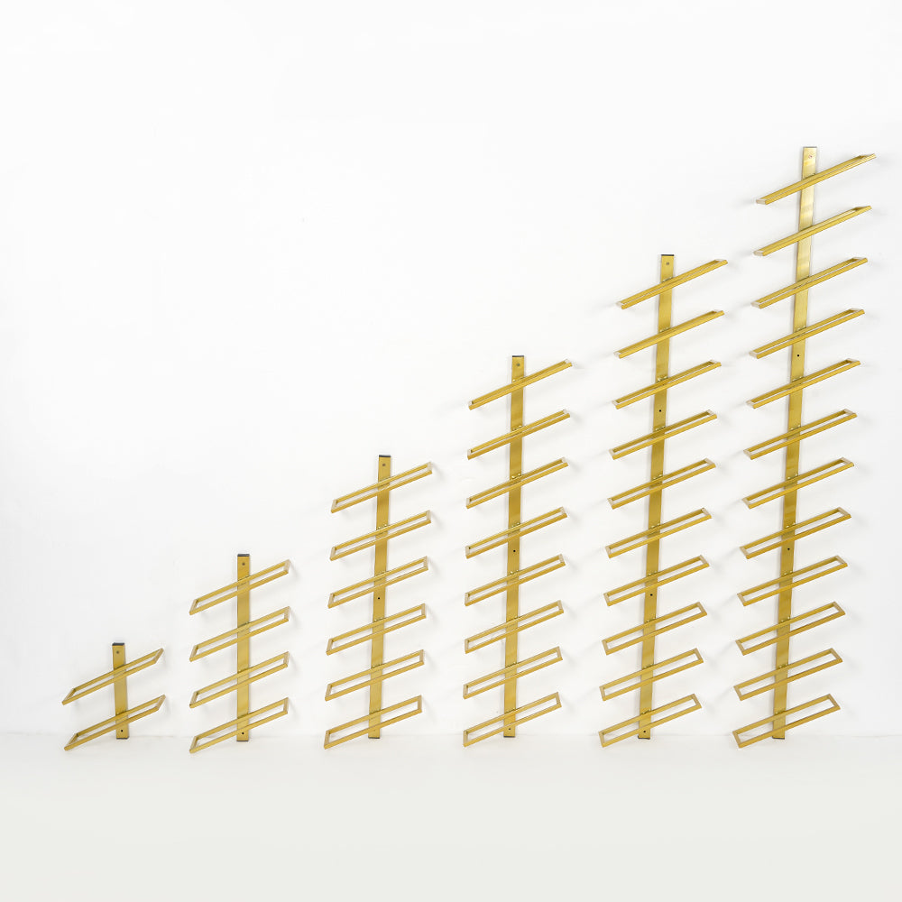 Industrial Gold Wall Mounted Wine Rack Set in Metal