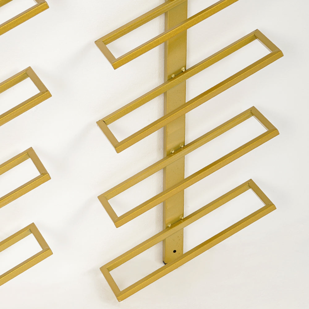 Industrial Gold Wall Mounted Wine Rack Set in Metal