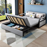 Sofá Seccional Convertible de Lino Gris Contemporáneo con Almacenamiento y Reposacabezas Ajustables